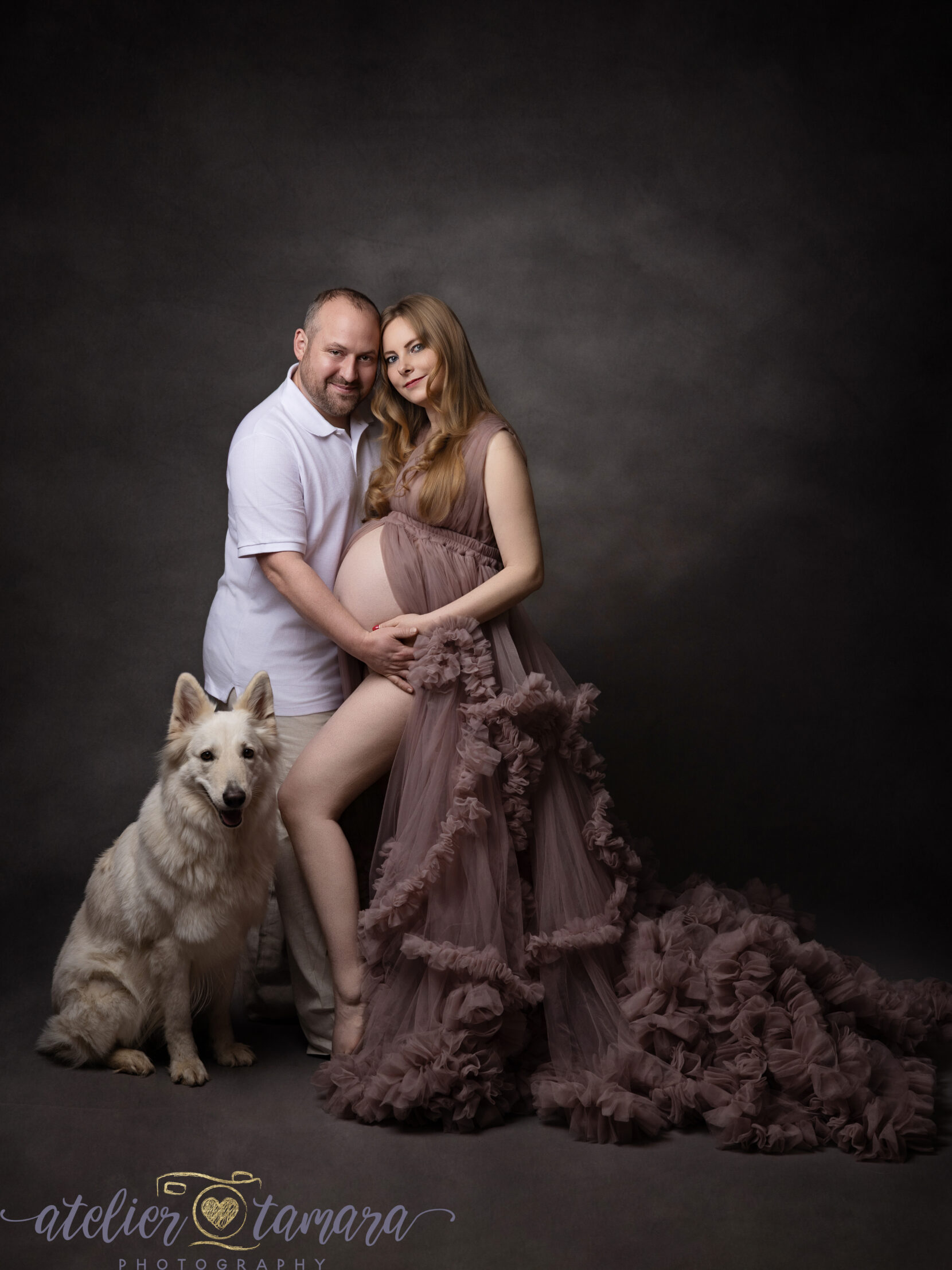 Babybauch Fotoshooting mit Hund